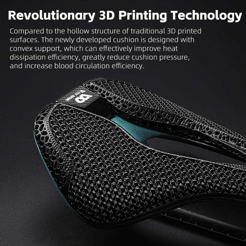 WEST BIKING T800 Carbon Fiber 3D Printed Bicycle Saddle Ultralight Hollow Cycling Seat Taillight Bracket Racing Bike Saddle