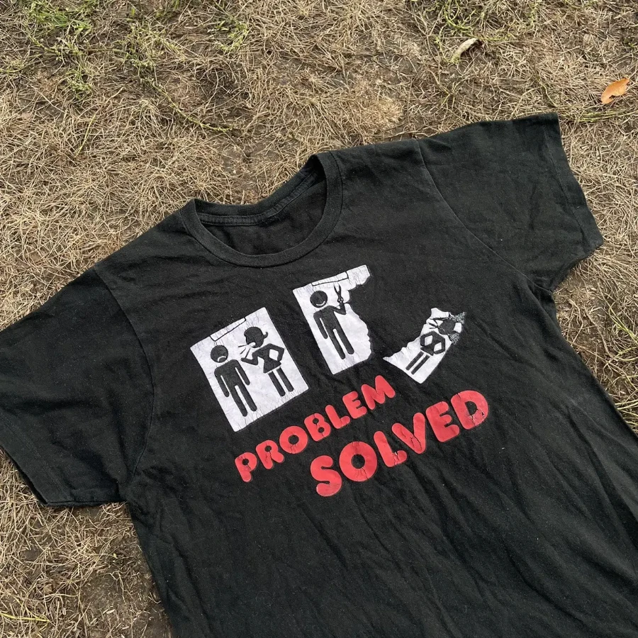 Vintage Y2K Sun Faded Graphic Tee Problem Solved Humor Casual Street Fashion Tee  Men Women Daily Wear