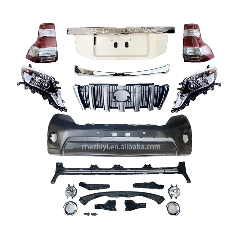 

newestBody Kit for Toyota Land Cruiser Prado FJ150 2008-2013 Upgrade to 2014 2017 2018 with Bumper Headlight Taillight Grille