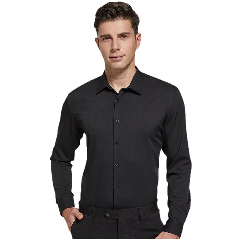 

New Bamboo Fiber Anti-Wrinkle Mens Shirts Long Sleeve Dress Shirts For Slim Fit Camisa Social Business Blouse White Shirt S-8XL