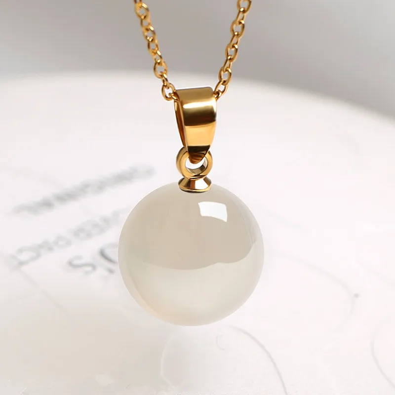 Labb Real 18K Gold Inlaid Red Agate Beads Pendant Women's Simple Vintage Agate AU750 Clavicle Transfer Beads Necklace Boutique J