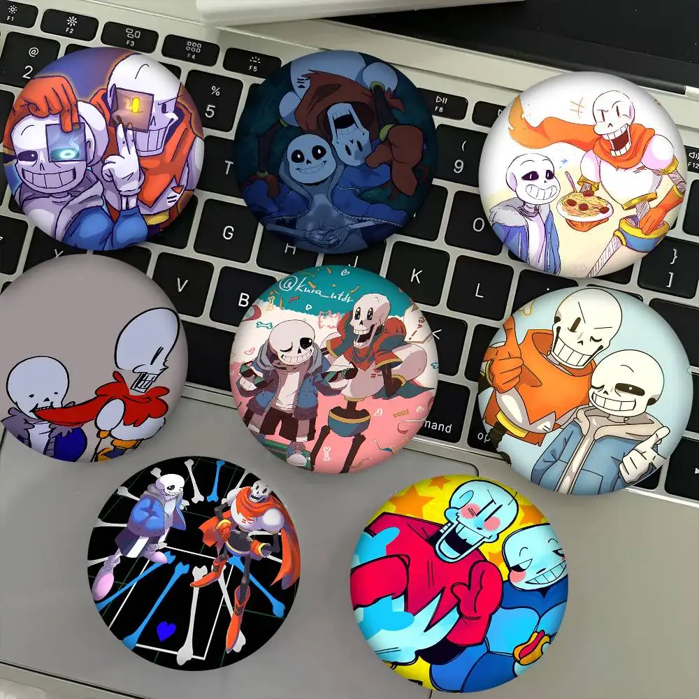 1 Stück Cartoon Sans Kris Papyrus Brosche im Cartoon-Stil für Rucksackdekoration, runde Emaille-Pins für Accessoires