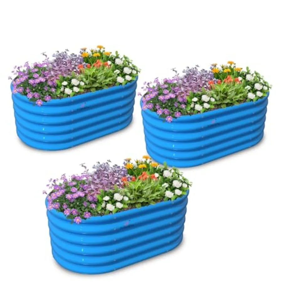 ' outdoor gardening: galvanized steel, green, rust-resistant 3-pack 18in oval raised beds