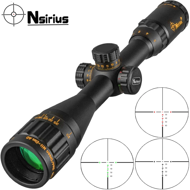 NSIRIUS Gold 3-12X40AOE Riflescope Optical Sight Red Green llluminate Crosshair Reticle Tactical  Hunting Sight