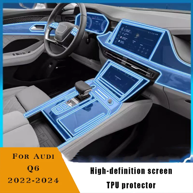 For Audi Q6 2022-2024 Car Interior Door Center Console Media Dashboard Navigation TPU Anti-scratch Protector Film