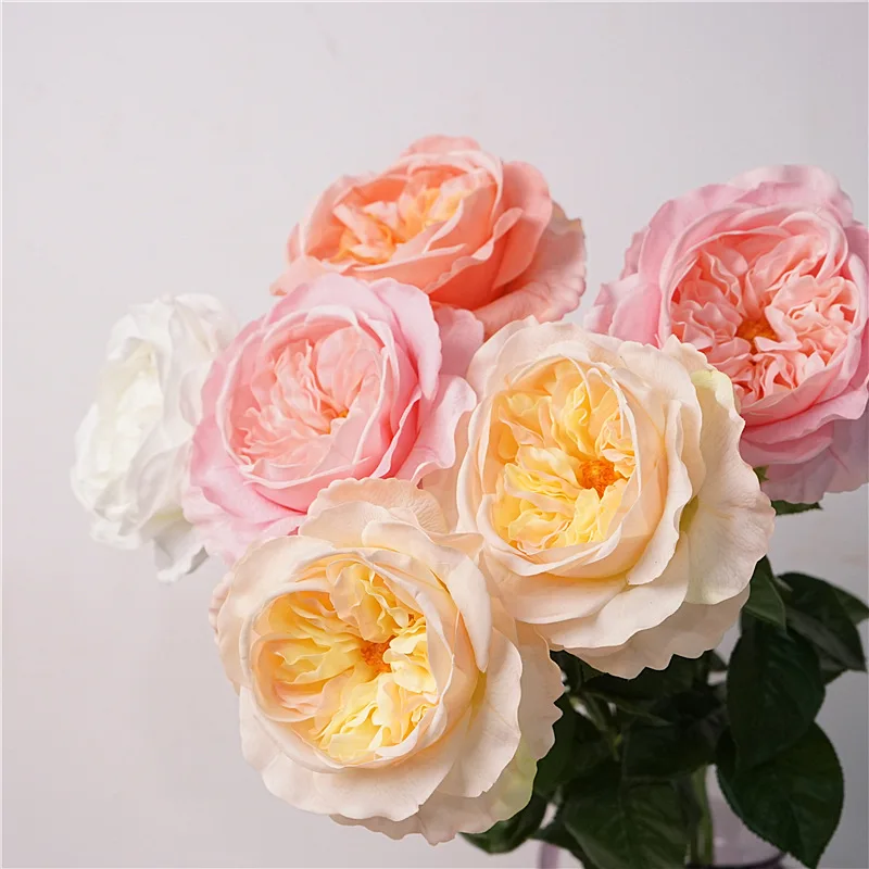 4Pc Moisturizing Austin Rose Decor Flower Real Touch Rose Artifiial Flowers Bridal Bouquet Wedding Party Home Table Fake Flowers