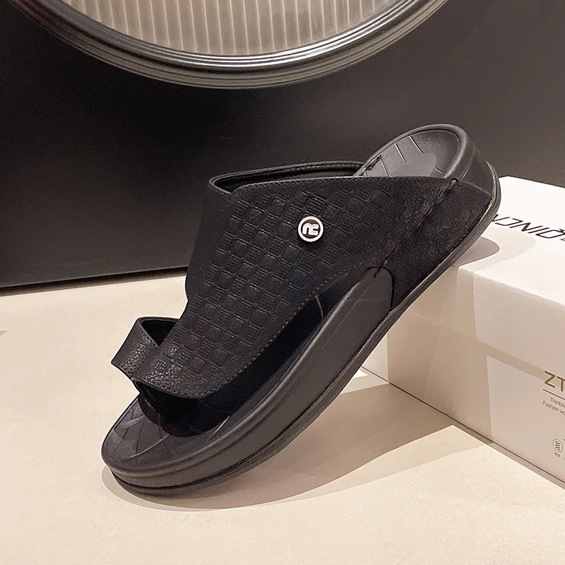 arabian-style-men's-outdoor-slippers-middle-east-design-anti-slip-summer-slippers-breathable-ultra-fiber-leather-shoe-upgraded