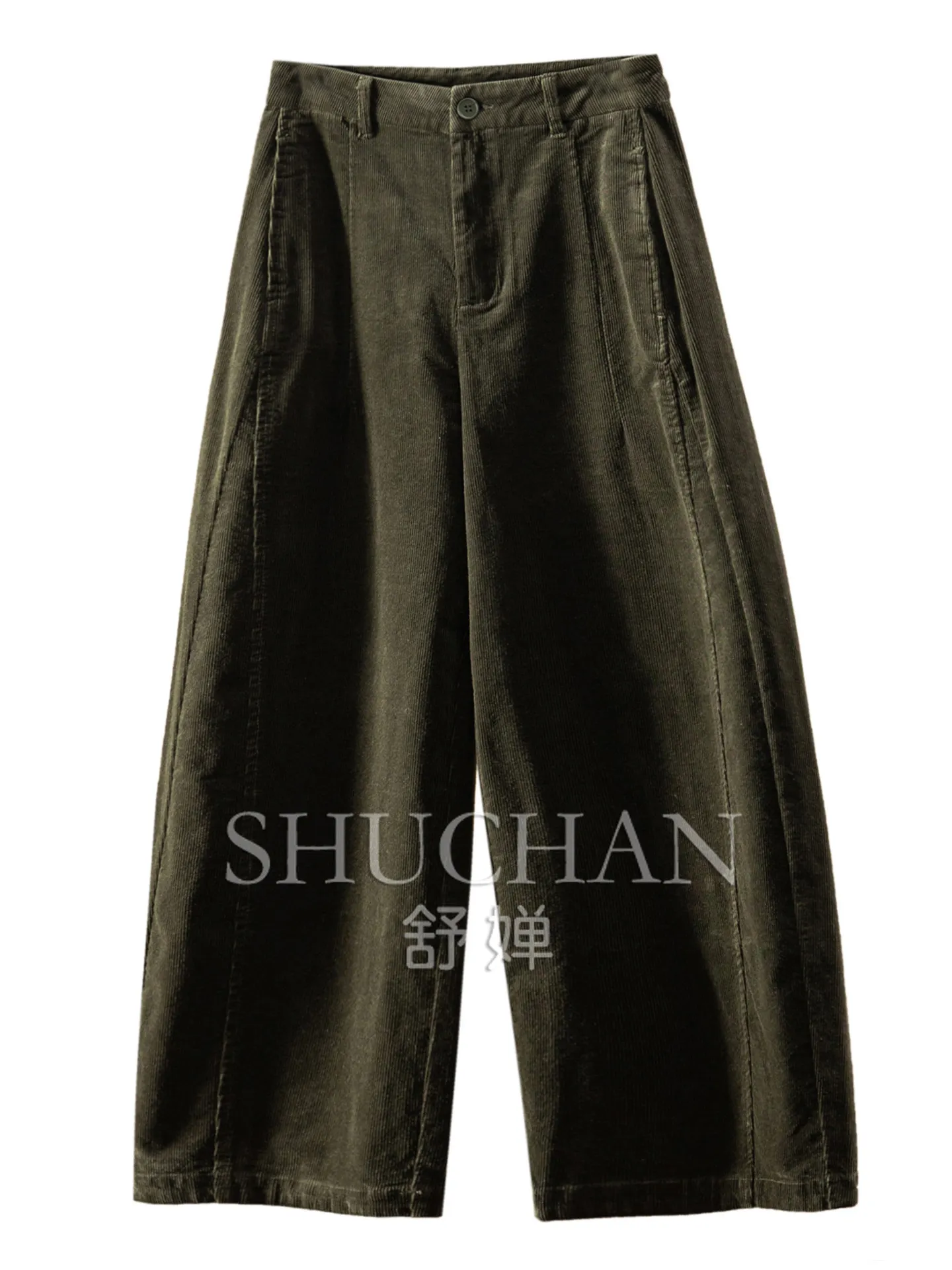 Medieval Texture Pants Magic Old Money Corduroy High Waist Wide Leg Sickle Nine-point Pants Women's E102