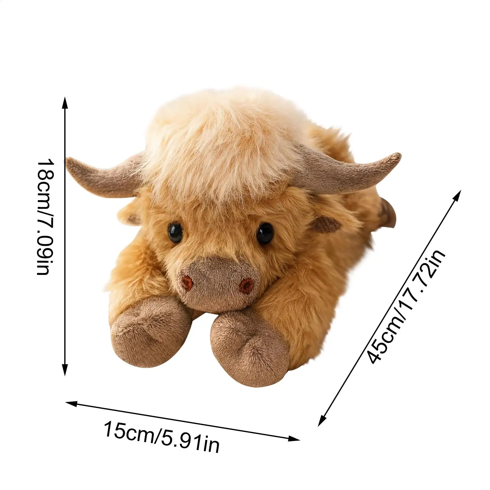 45cm Highland Cattle Stuffed Animal Doll Super Soft Cuddle Pillow Plush Toy For Kids Playroom Living Room Cute Christmas Gifts