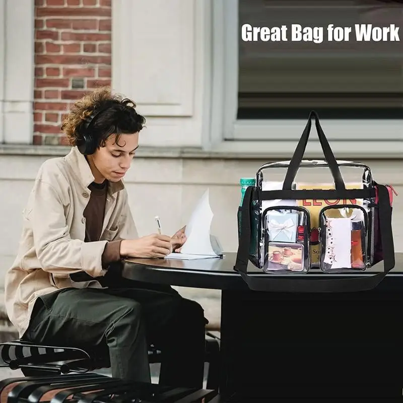 1 PCS Mini Large Capacity Backpack Travel Handbag Transparent Purse Shoulder Bag Clear Bag