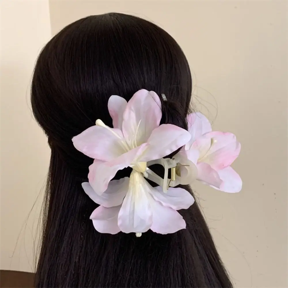 Bayemia Barrettes Lilium Flower Hair Claw Ponytail Clip Cute Hairpin Calla Hair Clip Headdress Grab Clip Big Hair Claw Daily