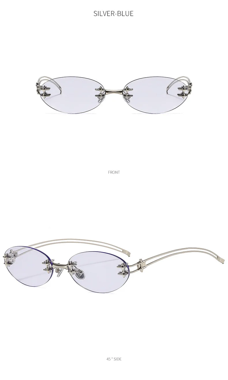 Koreanische Mode-Stil Sonnenbrille für Frauen Ovale Form Randlose Designer Sonnenbrille Frauen Campus Stil Weibliche Sonnenbrille – Detail 12