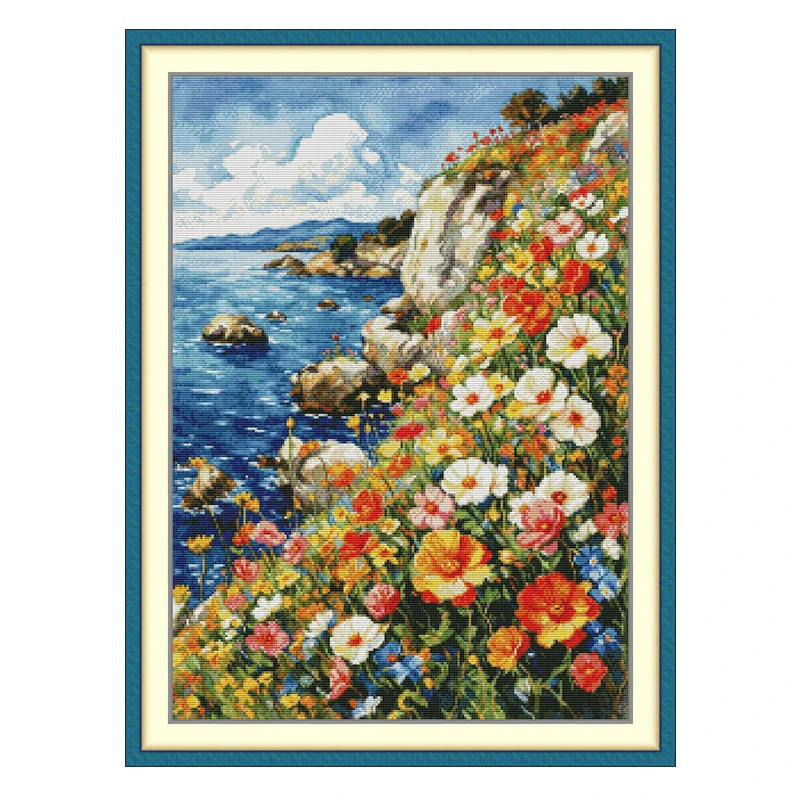 Flowers in Full Bloom Patterns Counted Cross Stitch Set DIY 11CT 14CT 16CT HD Stamped DMC Cross-stitch Kit Embroidery Needlework - view 2