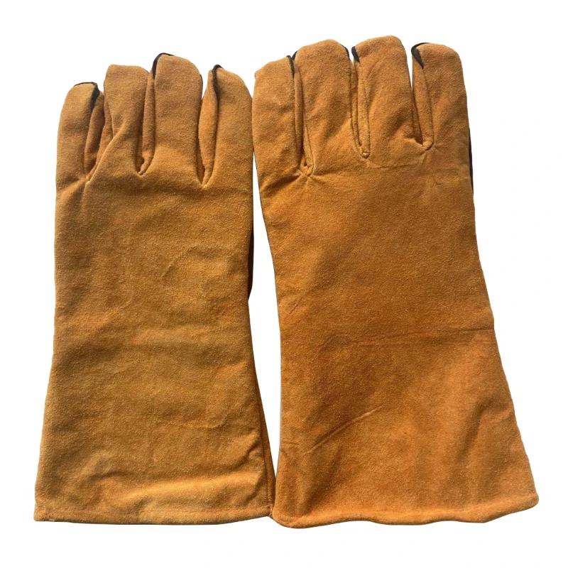 Guantes soldadura Guantes resistentes calor fuego Guantes cuero duraderos para barbacoa, horno