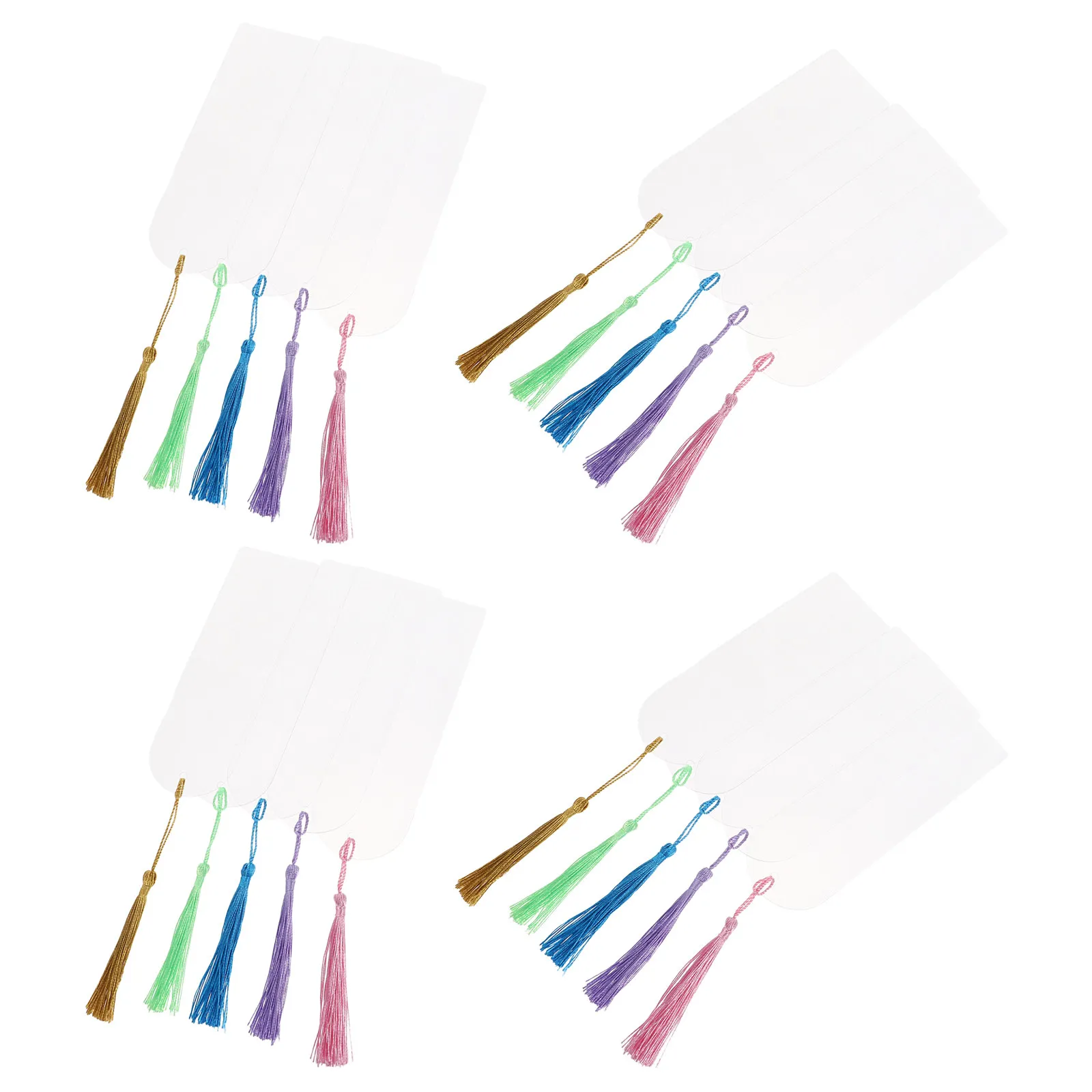 20Sets Transparent Acrylic Bookmarks Blank Tags Colorful Tassels DIY Page Markers Crafting Supplies for Books Teachers Students