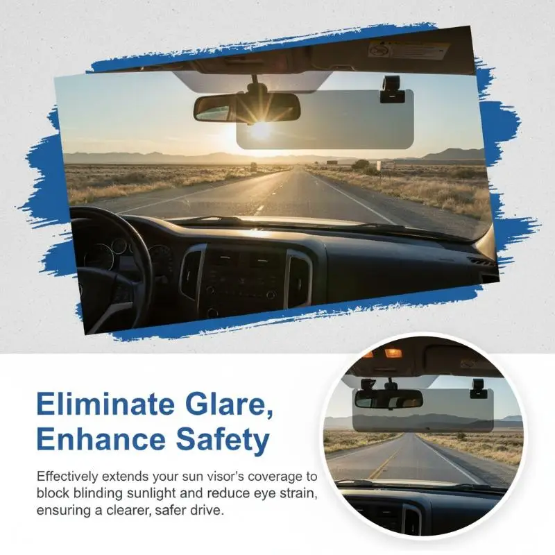 Car Sun Visor Extension Adjustable Anti Glare Sun Shield UV Block Universal Fit for Day Night Driving Comfort Accessory