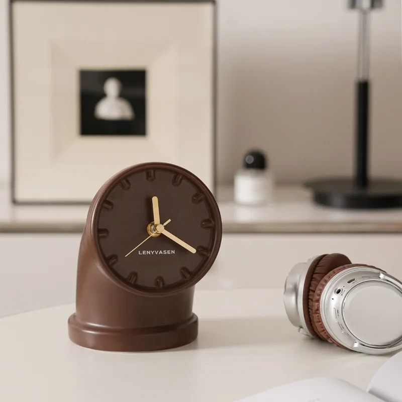 Creativity Ceramic Table Clock Silent Movement Office Living Room TV Cabinet Table Clock Desktop Modern Elegance Home Decor