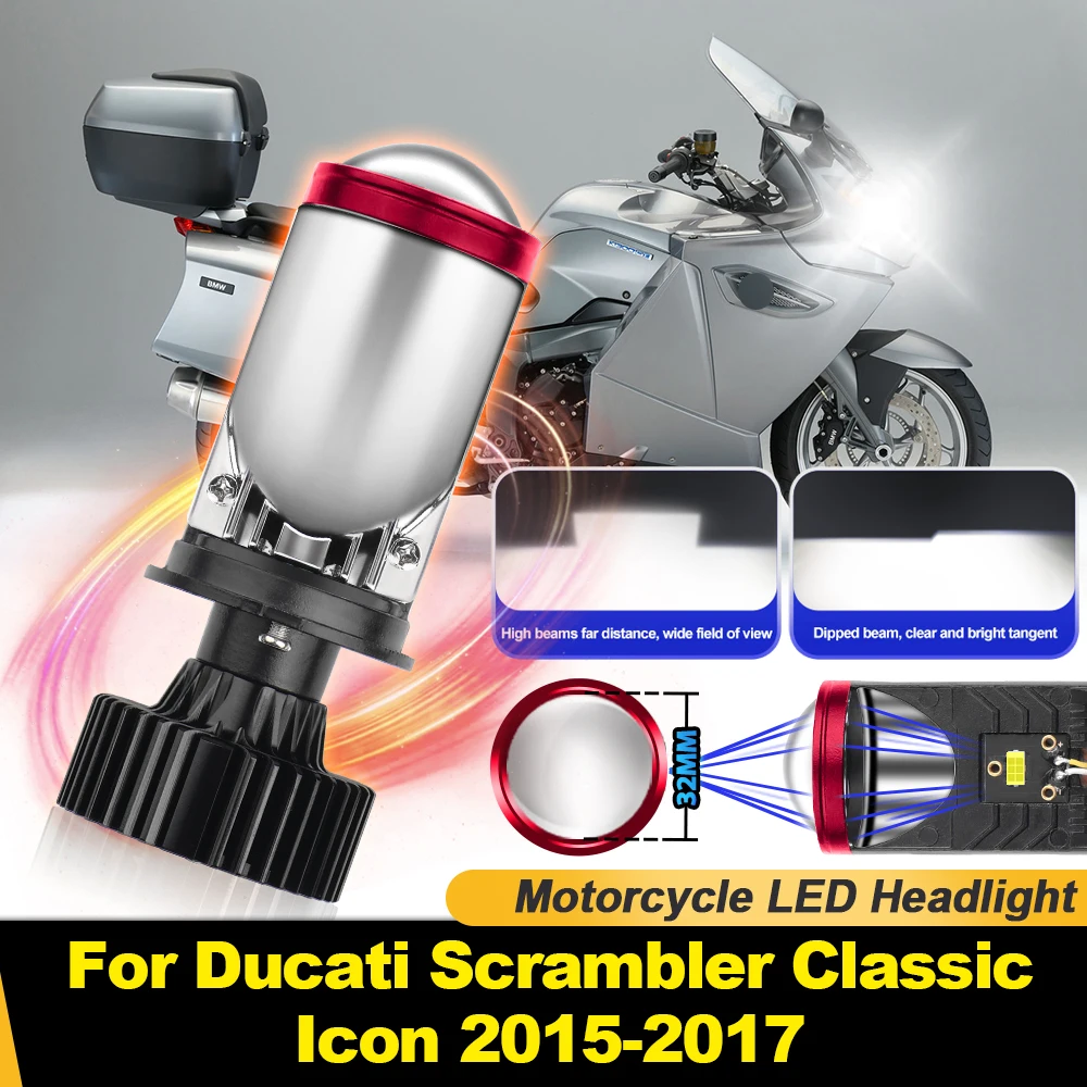 

H4 Bi LED Mini Projector Lens Motorcycle Headlight Bulb 100W Moto Light 12V For Ducati Scrambler Classic Icon 2015 2016 2017