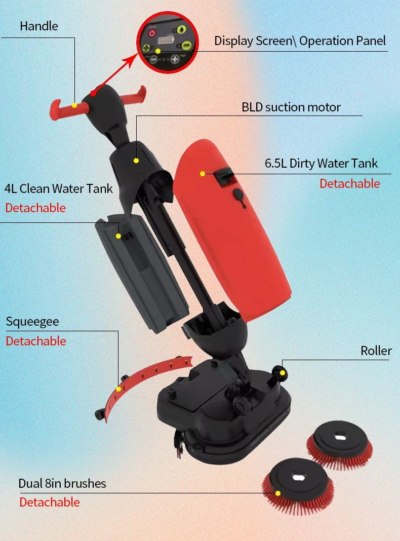 Vol-430 Tile Floor Scrubber Portable Commercial Rear-Walking Floor Scrubber Indoor Floor Cleaning Machine