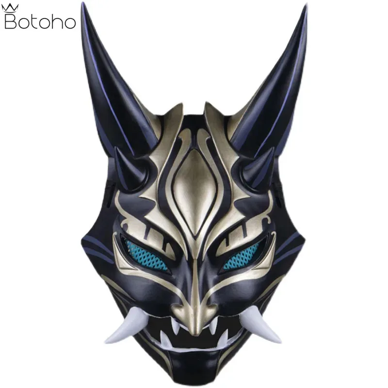 

2025 New Game Genshin Impact Xiao Cosplay Horn Face Masks For Adult Men Halloween Carnival Scary Resin Mask Props Masquerade Par