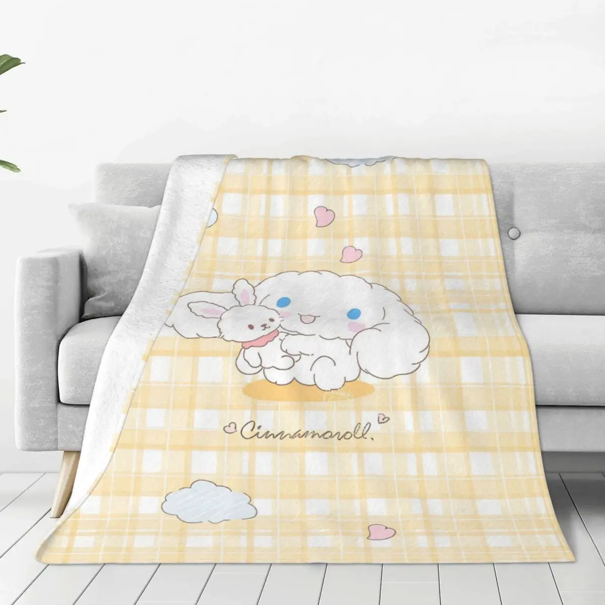 Sanrio Cinnamoroll Cute Cartoon Blankets Fleece Textile Decor Portable Super Warm Throw Blankets for Sofa Outdoor Rug Piece