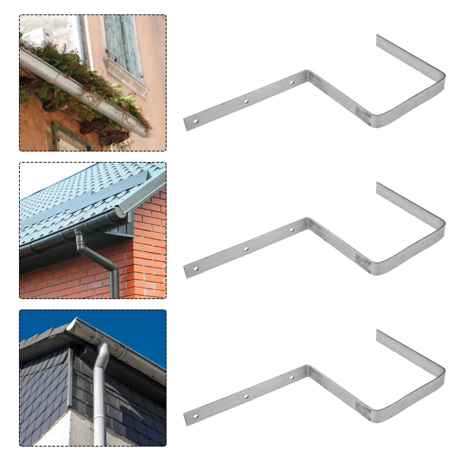 3 pçs suportes de calha de ferro resistente suportes de calha de telhado montagens de metal suporte à prova de intempéries para drenagem de água confiável