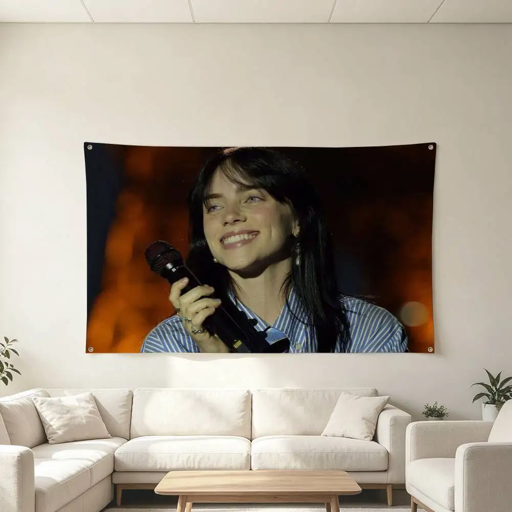 Billie Eilish Singer-S-Songwriter Flags Wall Hanging Tapestry Outdoor Garage Room Decorative flag Background Blanket