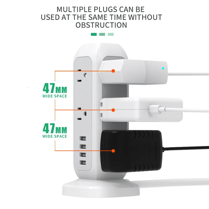 Multi Plugs Splitter Sockets Expander 11 Electrical Outlet Extender Power Strip Surge Protector with 4 USB Wall Charger