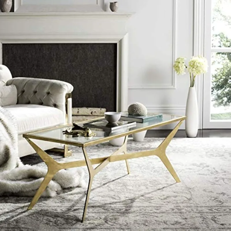 Crafted Iron Coffee Table, Adicionar um olhar fresco para qualquer quarto, acabamento dourado