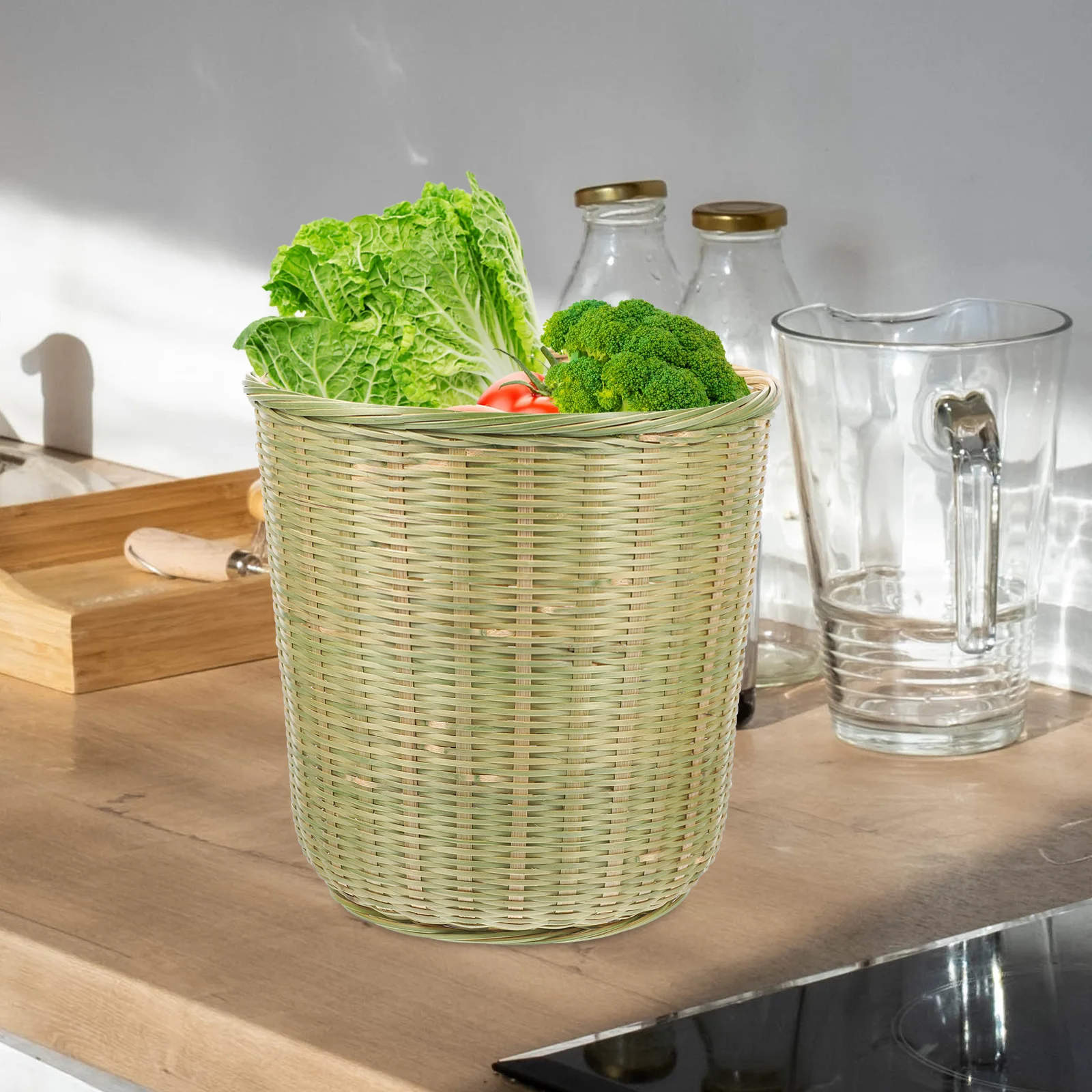 

Multifunctional Bamboo Woven Basket Strong Storage Organizer for Home Fruit Snacks Sundries Gifts Storage Basket