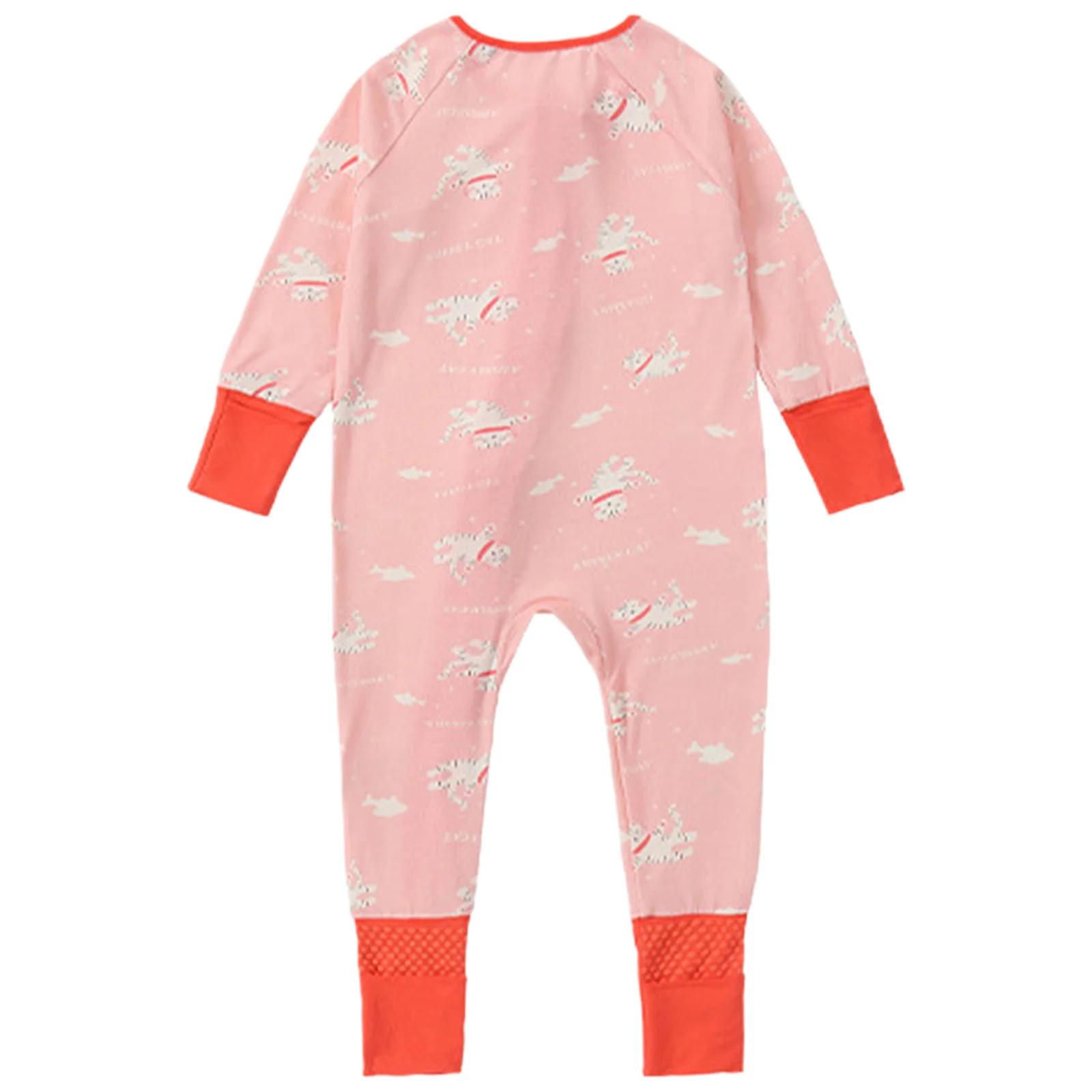 Infant Boy Girl Spring Fall Cute Printed Romper Long Sleeve Zipper Casual Footed Jumpsuit Pajamas Sleepwear Homewear Daily Wear