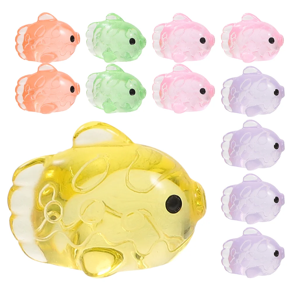 50 Pcs Mini Fish Ornaments Mini Fish Resin Clear Ornaments Ocean Animal Toy Decorations Sea Cute Marine Model Landscape