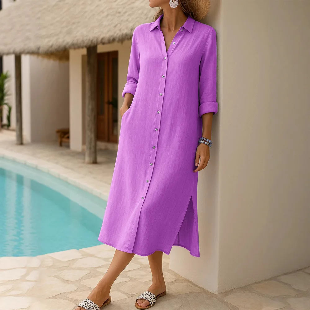 Women's Long Dresses Spring Autumn Women's Shirt Dress Baju Perempuan 가을원피스 Long Sleeve Dresses Vestido Elegante Mujer
