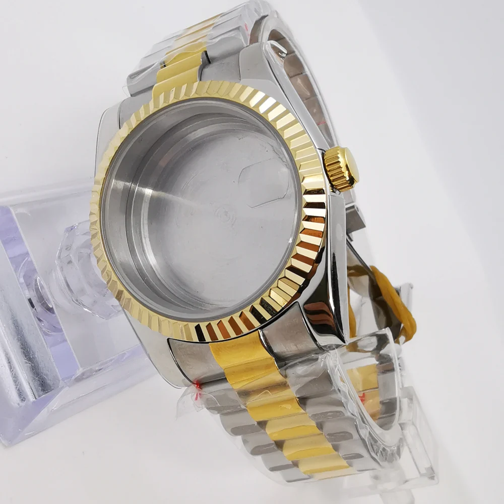 36mm/39mm sapphire glass silver gold watch case fit NH35 NH36 NH34 ETA2824 2836 Mingzhu DG2813 3804 Miyota8215 PT5000 movement