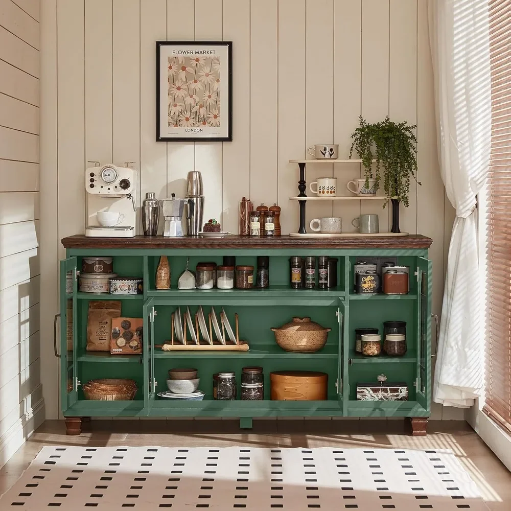 Large Sideboard Buffet Cabinet withVintage Green Farmhouse 60