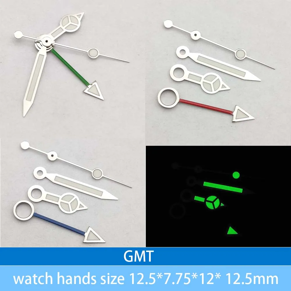 عقارب الساعة الرجالية مناسبة لملحقات استبدال اليد المضيئة باللون الأخضر لحركة الساعة GMT NH34