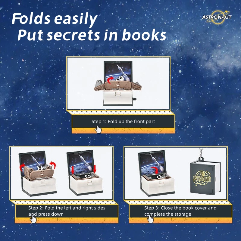 3D Foldable Book Mysterious Space World Astronaut Keychain Pop Up Box Surprise Toy Puzzle Unique Birthday Gift Jack-in-The-Box