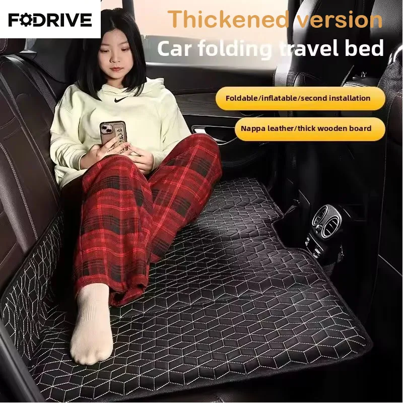 

Thicken Car Travel Bed for Rear Seat Foldable Sleeping Pad for Car Traveling Wear-Resistant PU Travel Mattress for Suv Sedan