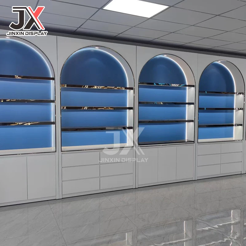 custom.Customized Rack Company Showcase Beauty Salon Hall Exhibition Display Cabinet Makeup Baking Paint Counter Booth S