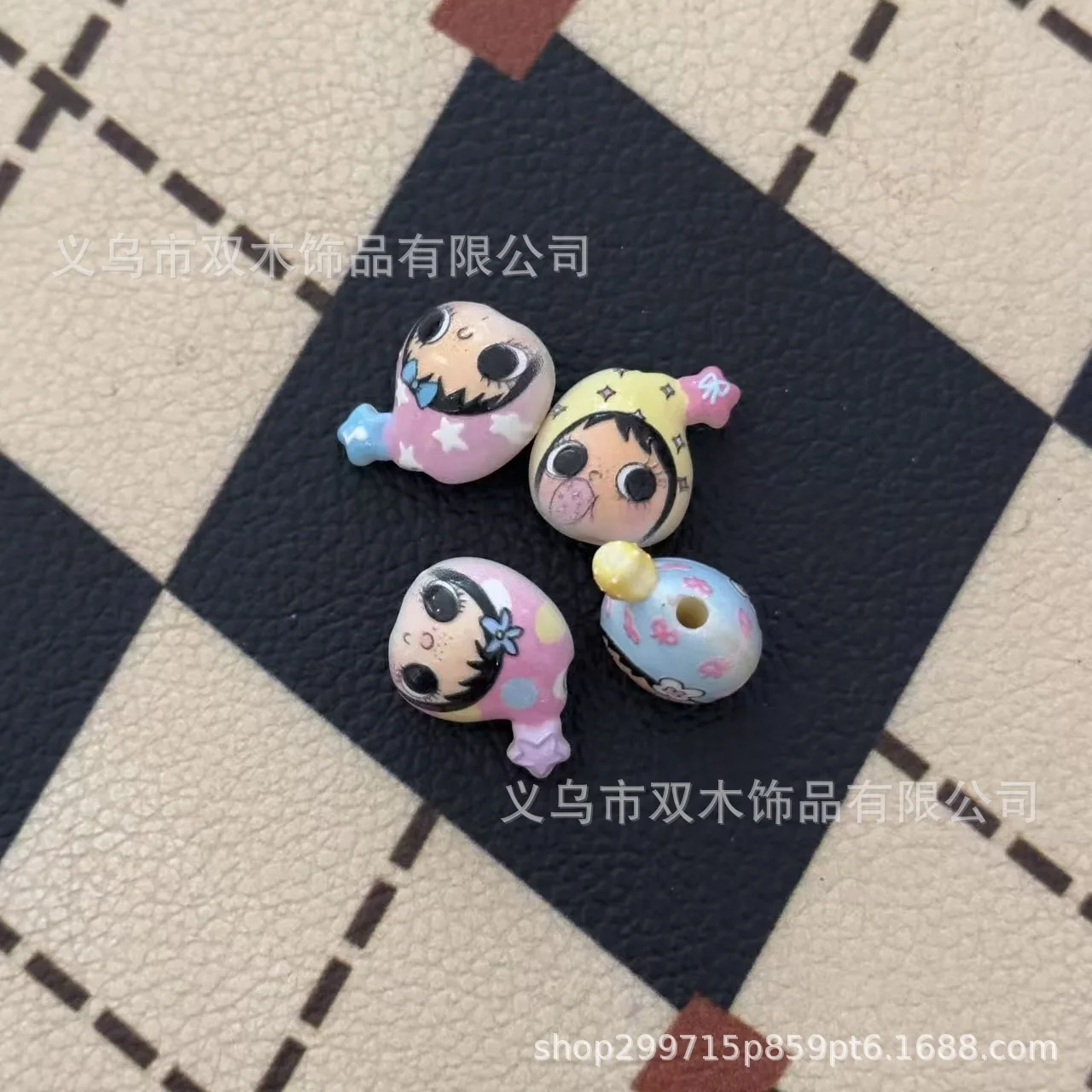 10pcs printed relief star hat yuyu avatar bead DIY mobile phone chain bag trailer hanging keychain accessories - view 4