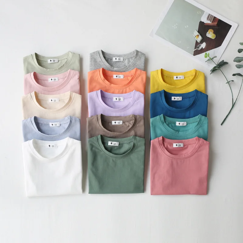 

XTY-Baby Girl2024Summer NewTBoy's Shirt Solid ColorTT-shirt Aodale Children Half Sleeve South Korea Candy Short Sleeve