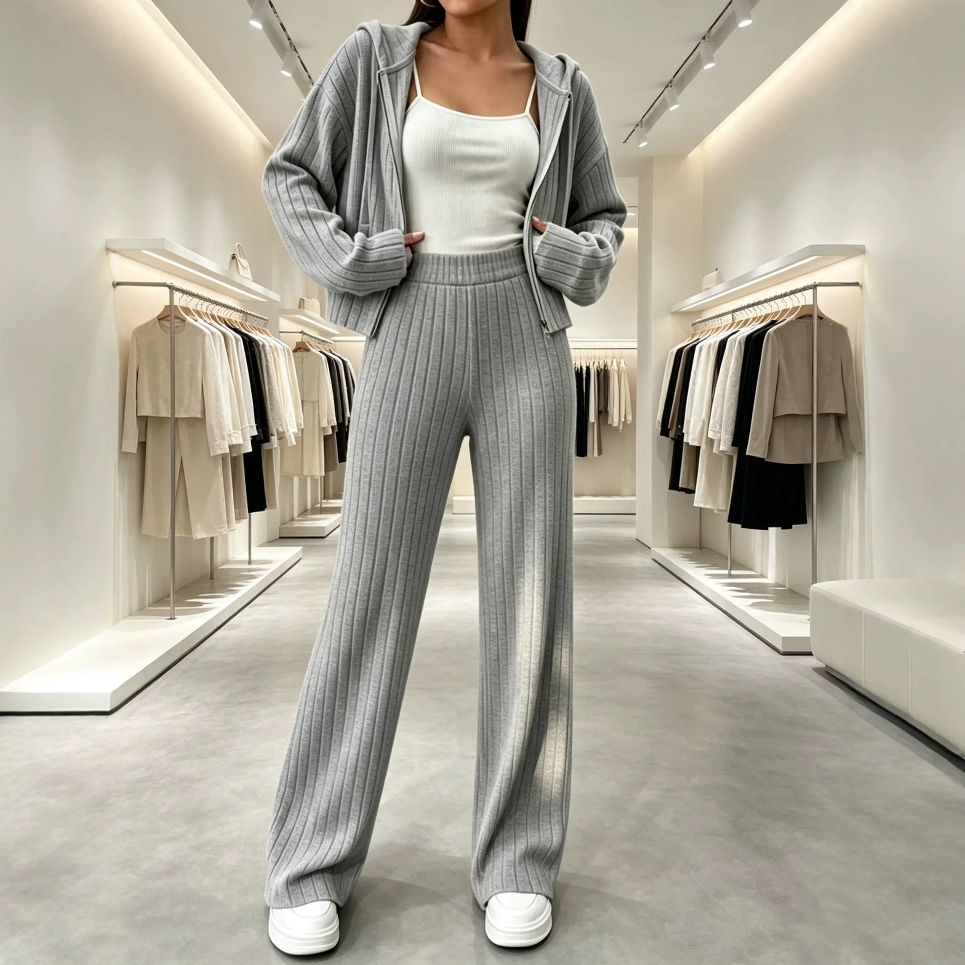 Women's Long Sweatpants Versatile Set Comfortable Casual Fashionable Autumn Workout Clothing Set No Brand Registered Trademark