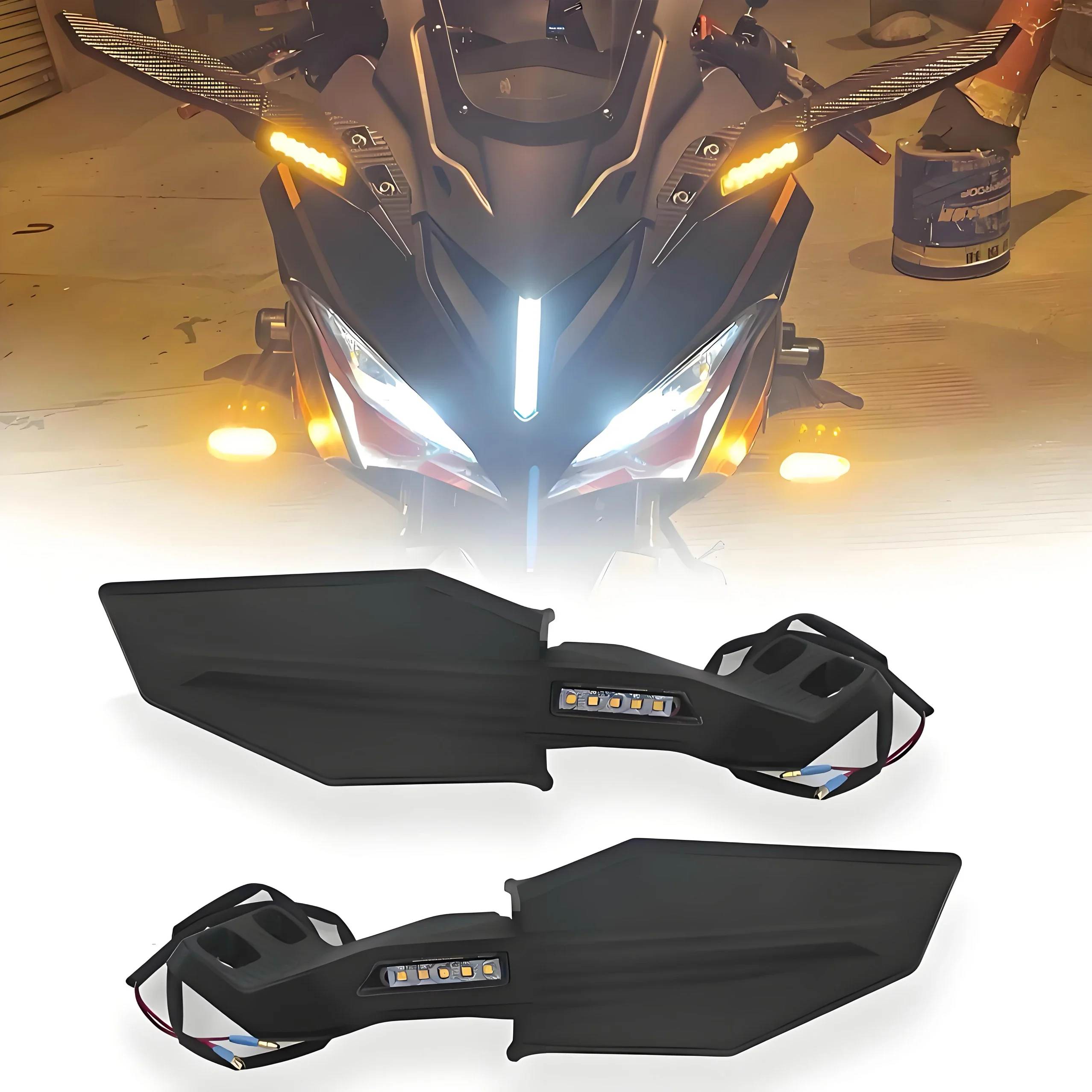 

Motorcycle Rearview Mirror Side Mirrors With Light LED Signal Lamp For Yamaha Ninja400 Honda Ducati GSXR250 CFMOTO 250SR Benelli