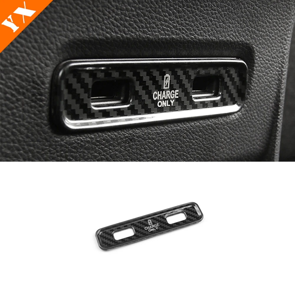 For Geely Accessories Okavango Urban Plus 2020-2023 Stainless Carbon Rear Seat USB Socket Charging Port Cover Trim Sticker