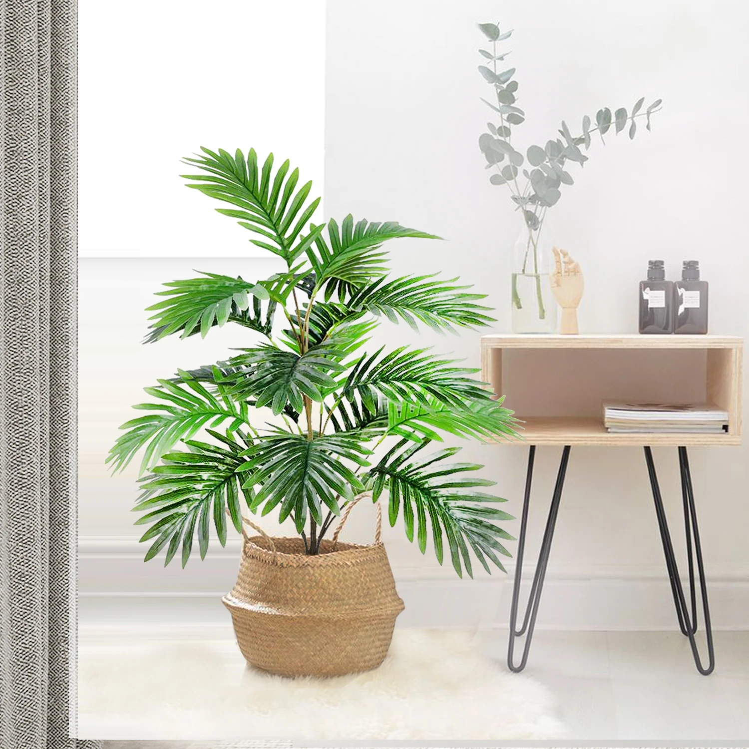 78 cm 21 Leaf Artificial Areca Plant Iron Leaf Tropical Palm Tree Fake Green Leaves Garden Home Office Decor