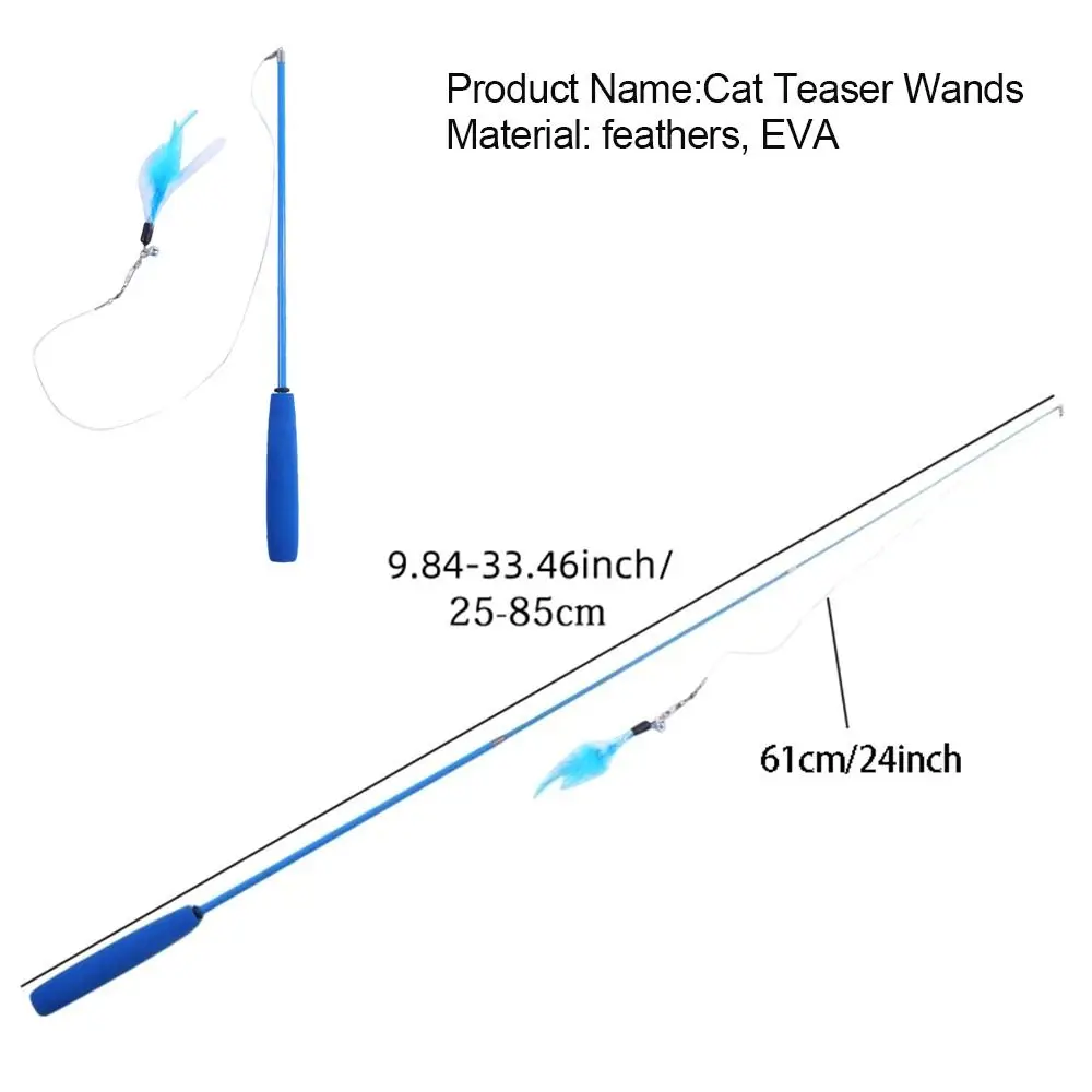 cat suppliesDurable 3-section Cat Teaser Wands Interactive Funny Telescopic Fishing Pole Stick Teaser Cat Accesorios