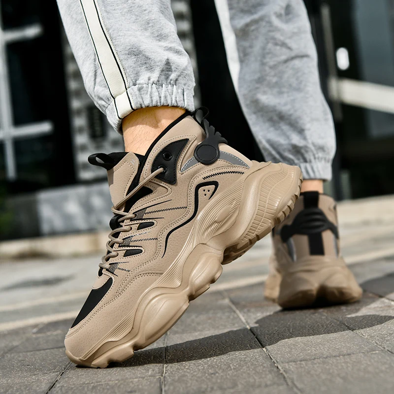 

2025 New Trendy and Fashionable High Top Breathable Casual Versatile Thick Sole Height Increasing Plus Size Sports Running Shoes