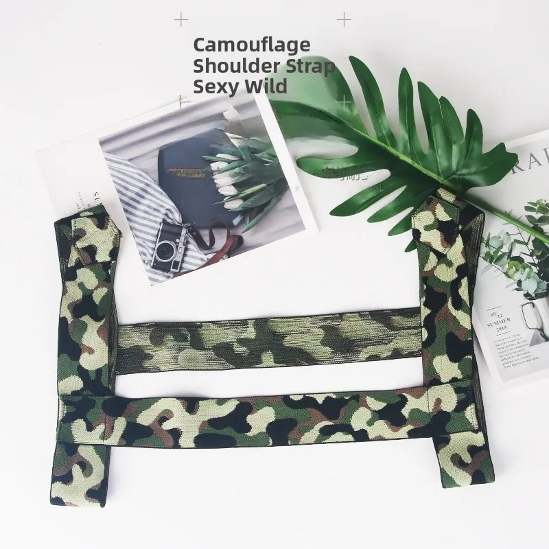 

Sexy Camouflage Strap Lingerie Bandeau Top Women's Underwear Home Clothes Strappy Backless Push up Bralette Summer 2023
