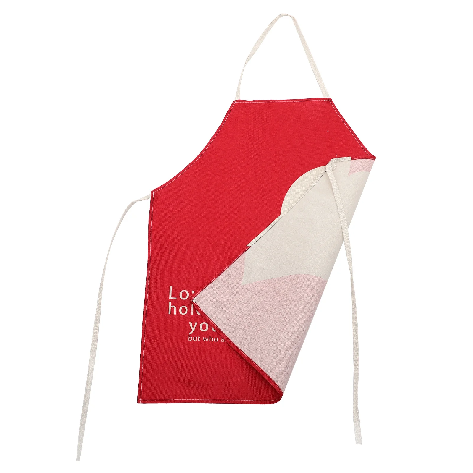 

Heart Shape Household Apron Polyester Oil-Proof Comfortable Kitchen Cooking Apron for Couples Festival Cooking Use
