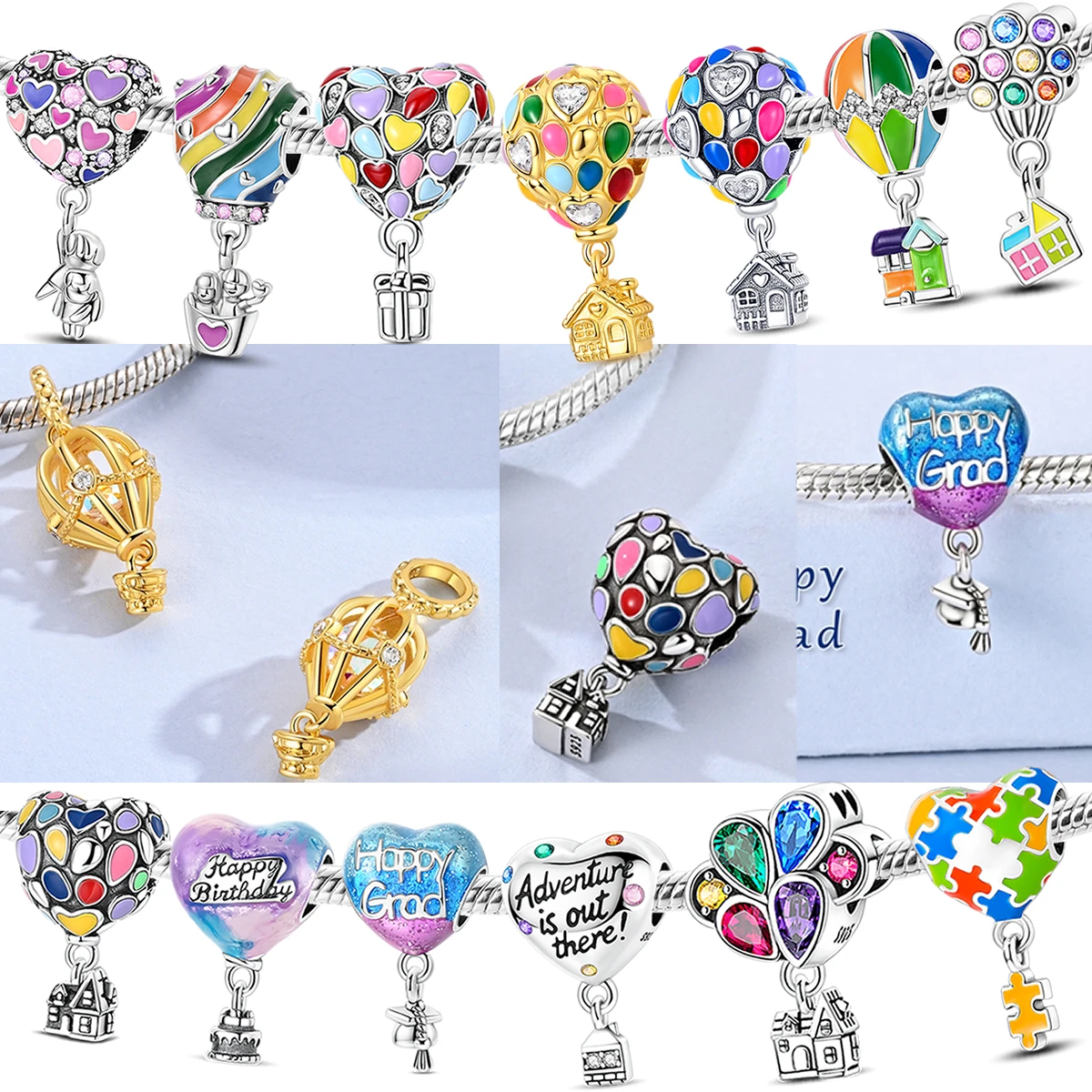 Colorful Family House Silver Charms Beads Fit Original Bracelet Bag Keychain Earring Charm Bead Pendant Diy Women Jewelry Gift